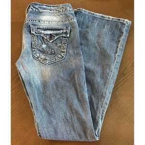 Silver Pioneer Bootcut Jeans Women's 27 x 33 Medium Wash Low Rise Denim Y2K